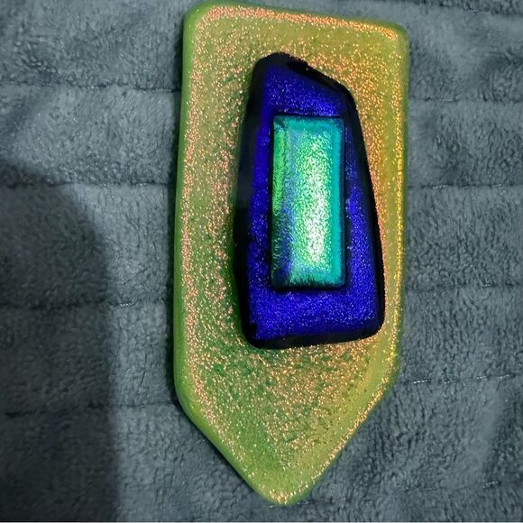 Set of 4 Dichroic Glass Art Pieces – Bright Abstract with Rainbow Accents - Picture 4 of 17